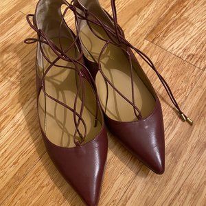 Lace up flats, 9 M, Made in Italy, burgundy color